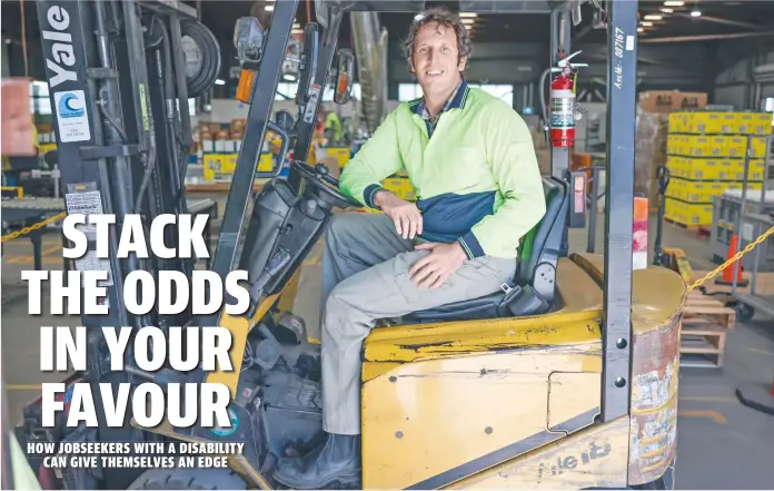  ??  ?? Jamie Burchardt drives forklifts for Endeavour Foundation Business Solutions, and through his work will help reduce plastic waste.