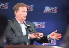  ??  ?? Roger Goodell said Wednesday that despite increasing acceptance of marijuana as a healing aid, “It’s much broader than that” for the NFL.