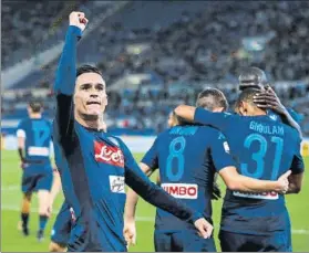  ?? FOTO: EFE ?? José Callejón celebra su gol Lleva 3 en la Serie A al marcar en las últimas 3 jornadas