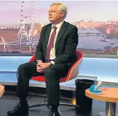  ??  ?? David Davis on the Andrew Marr Show with his bucket yesterday
