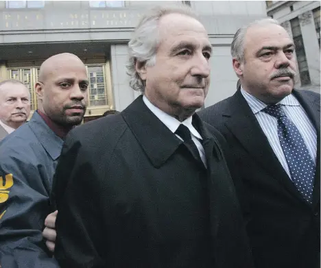  ?? HIROKO MASUIKE/GETTY IMAGES FILES ?? Bernard Madoff, seen in 2009 in New York City, was sentenced to 150 years in prison for bilking investors out of billions in his Ponzi scheme. Trustee Irving Picard said Monday more than half of Madoff’s customers will have recovered their lost...