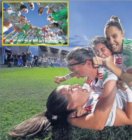  ??  ?? EUFORIA. Las jugadoras de la Selección Sub-20 celebran el pase a la final del Mundial tras vencer a Francia en la semifinal gracias a un gol de Patri de cabeza.