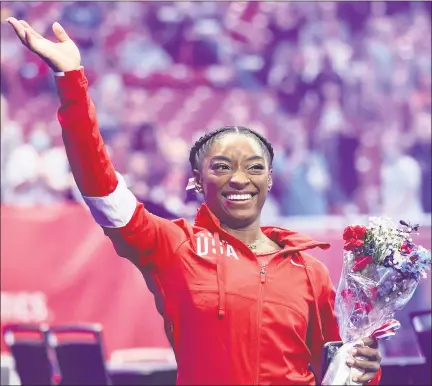  ?? CARMEN MANDATO — GETTY IMAGES ?? Gymnast Simone Biles is one of the biggest stars at the Tokyo Games and is considered a favorite to win a second all-around gold medal.