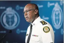  ?? CHRISTOPHE­R KATSAROV CANADIAN PRESS FILE PHOTO ?? “We know that most gun violence in Toronto is directly connected to street gang activity,” Toronto Police Chief Mark Saunders says.