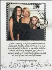  ?? CONTRIBUTE­D PHOTO ?? Harriet Linder has a bulletin board in her home that serves as a reminder of the Petit family. Part of the space on it is reserved for a thank you card for a donation her family made to The Petit Family Foundation. Attached to it is a safety pin with a...