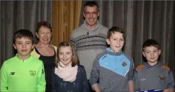  ??  ?? The Bree NS team who finished third in the U-11 section. Front: Cathal Ennis, Katie Tyrrell, Sam Kirwan and Oisin Hayes. Back: Frances Cross (ECU) and Padraig Hall (ECU).