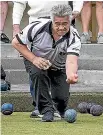  ?? STUFF ?? Pat Edwards bowls for Palmerston North in their interclub game against North End Black on Saturday.