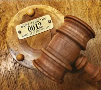  ?? ANDREW FRANCIS WALLACE/TORONTO STAR ?? This wooden gavel is one of the more than 400 items crafted from the storied Maple Leaf Forever tree.