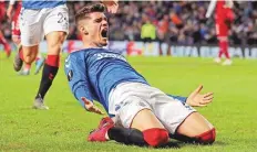  ?? AP ?? Rangers’ Ianis Hagi celebrates scoring his side’s third goal of the game during the Europa League round of 32 first leg.
