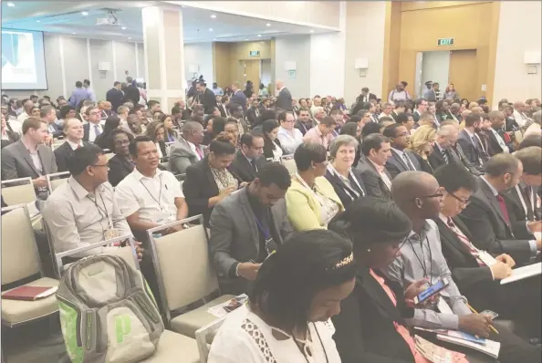  ??  ?? A section of the large gathering yesterday morning at the Marriott Hotel for the launch of the inaugural Guyana Internatio­nal Petroleum Business Summit and Exhibition.