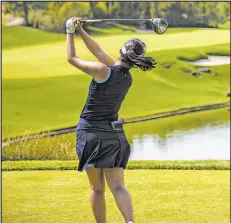  ?? Benjamin Hager Las Vegas Review-journal ?? Andrea Lee, a semifinali­st in 2022 at Shadow Creek, watches her shot on No. 9 during the LPGA Match Play.