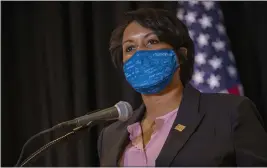  ?? SHAWN THEW — POOL FILE ?? District of Columbia Mayor Muriel Bowser speaks during a news conference in Washington. “We’re all sick of the heinous crimes in our city,” said Bowser.