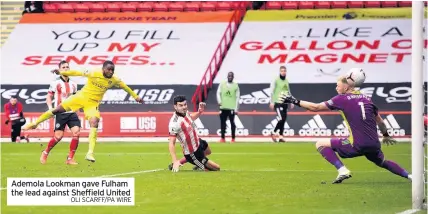  ?? OLI SCARFF/PA WIRE ?? Ademola Lookman gave Fulham the lead against Sheffield United