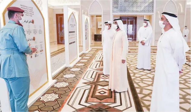  ?? WAM ?? ↑
His Highness Sheikh Mohammed Bin Rashid Al Maktoum during the launch of the ‘National Behavioura­l Reward Programme’ at Qasr Al Watan in Abu Dhabi on Saturday.
