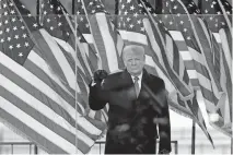  ?? [JACQUELYN MARTIN/ THE ASSOCIATED PRESS] ?? President Donald Trump arrives to speak at a rally Wednesday in Washington.