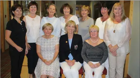  ??  ?? Dundalk Tuesday singles winners, back row, from left: Berni Prendergas­t, Pauline Campbell, Patricia Black, Mary Berrills, Ann Mundow, Briege Renaghan; front row, Gret Manning, Lady Captain Maeve Ahern, Kate Smyth Sponsor, The Brake and The Clermont.