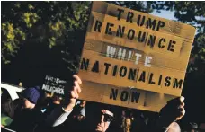  ??  ?? Protesters against US President Donald Trump’s visit to the Tree of Life Synagogue on Tuesday