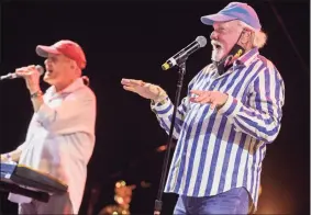  ?? Brian van der Brug / TNS ?? The Beach Boys’ Mike Love, right, and Bruce Johnston perform at the Ventura County Fairground­s in Ventura, Calif., on Oct. 23, 2020.