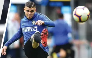  ?? MIGUEL MEDINA/AFP ?? PEKAN MENENTUKAN: Penyerang Inter Milan Mauro Icardi di Stadion San Siro, Milan, 7 April silam. Foto kiri bawah, Paulo Dybala mengontrol bola saat tampil membela Juventus dalam leg 1 perempat final Liga Champions melawan Ajax Amsterdam (10/4).