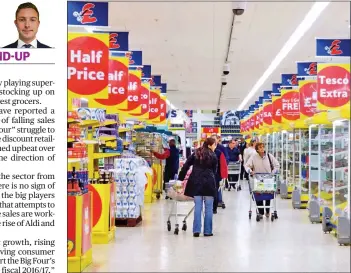  ??  ?? Dancing in the aisles: Tesco was among today’s risers as traders regained confidence