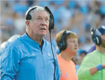  ?? REINHOLD MATAY/AP ?? North Carolina coach Mack Brown seems to be OK with the NCAA clamping down on undergrads who transfer multiple times, as long as they they look the other way when it comes to the Tar Heels.