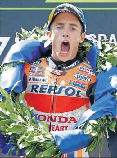  ??  ?? MÁS LÍDER. Marc Márquez ganó en solitario en Montmeló y aumenta su ventaja en la general de MotoGP.