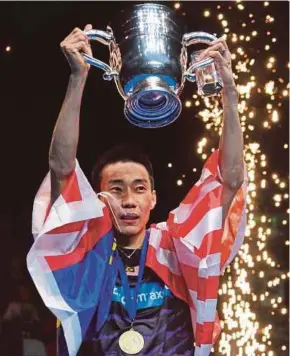  ?? AP PIC ?? Lee Chong Wei celebrates his All England victory in Birmingham on Sunday.