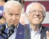  ?? Mark FelixX / AFP / vía Getty Images ?? Los candidatos Joe Biden (izq.) y Bernie Sanders.
