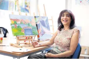  ??  ?? ●●Shamim Chaudhry sold her first painting to raise money for The Christie