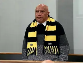  ?? PHOTO: STUFF ?? Alosio Taimo in the High Court at Auckland yesterday facing more than 80 charges of sexual offending.