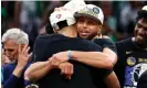  ?? Elsa/Getty Images ?? Stephen Curry hugs Jordan Poole after the Golden State Warriors clinched the 2022 NBA title in Game 6 of the finals. Photograph: