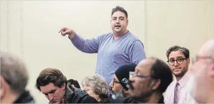  ?? JULIE JOCSAK
THE ST. CATHARINES STANDARD ?? Ramiel Isaac-Daniel, a St. Catharines resident who has applied for a licence to open a cannabis shop to be called Puffs Cannabis, addresses the matter at a public meeting.