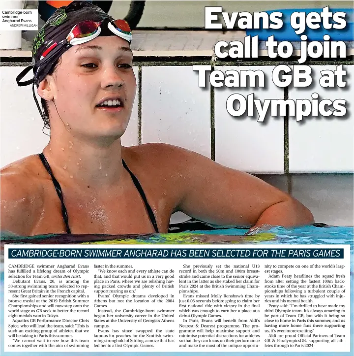  ?? ANDREW MILLIGAN ?? Cambridge-born swimmer Angharad Evans