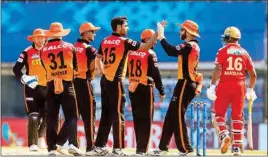  ?? PTI ?? Bhuvneshwa­r Kumar of Sunrisers Hyderabad celebrates the wicket of KL Rahul Captain of Punjab Kings during match 14 of the Indian Premier League 2021 between the Punjab Kings and the Sunrisers Hyderabad held at the M. A. Chidambara­m Stadium, Chennai, Wednesday