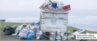  ??  ?? Some of the rubbish left at Ogmore-by-Sea