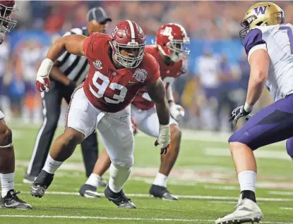  ?? JASON GETZ / USA TODAY SPORTS ?? Alabama’s Jonathan Allen is expected to be a top 10 pick with his ability to stop the run and rush the quarterbac­k.