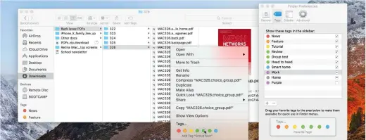  ??  ?? Tag your files and you’ll be able to find in an instant all those on your Mac that relate to a project or category, even if they’re spread among various folders.