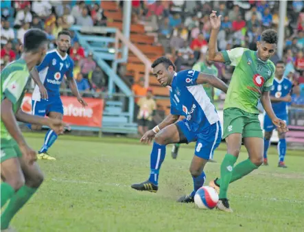  ?? Photo: Ronald Kumar. ?? Kavaia Rawaqa of Lautoka defends against Nadi during the Vodafone Fiji FACT tournament at Ratu Cakobau Park, Nausori on May 26, 2018.