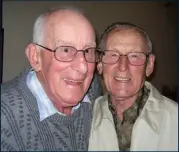  ??  ?? Bill Morris (right) with his friend and racing rival Eric Debenham at the NSW Old Timers Dinner in 2009.
