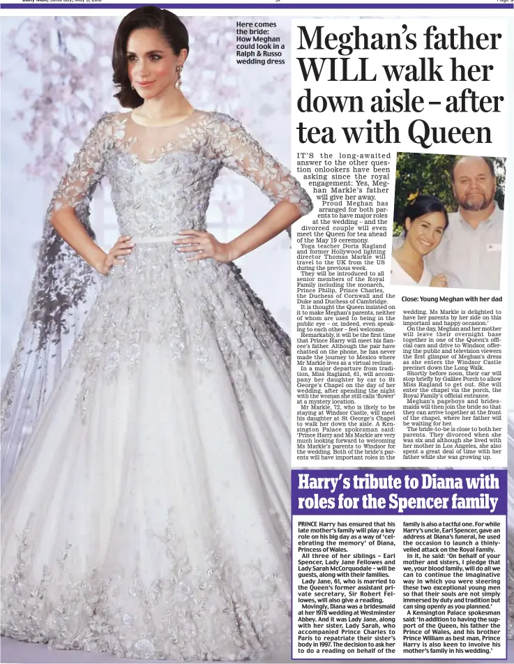  ??  ?? Here comes the bride: How Meghan could look in a Ralph & Russo wedding dress