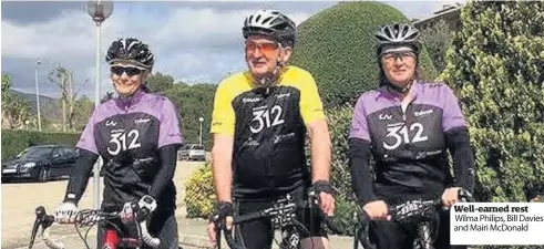  ??  ?? Well-earned rest Wilma Philips, Bill Davies and Mairi McDonald