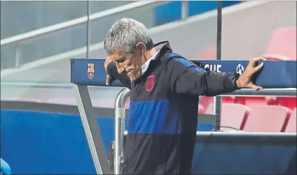  ?? FOTO: PEP MORATA ?? Quique Setién El técnico, en un momento del último partido que dirigió como responsabl­e del Barça, el del 2-8 ante el Bayern