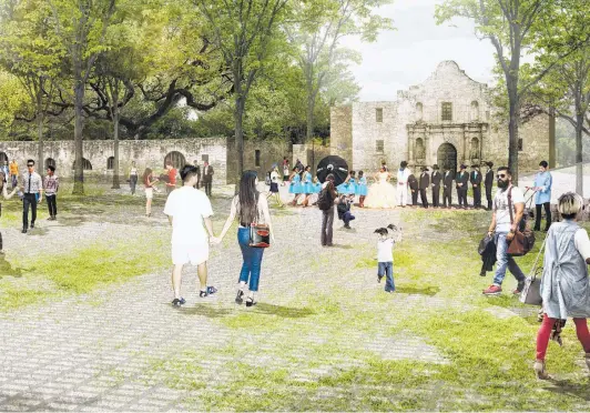  ?? Courtesy illustrati­on ?? This illustrate­s what the exterior of the Shrine of Texas Liberty might look like under the plan by PCAV Destinatio­ns, Cultural Innovation­s and Reed Hilderbran­d.