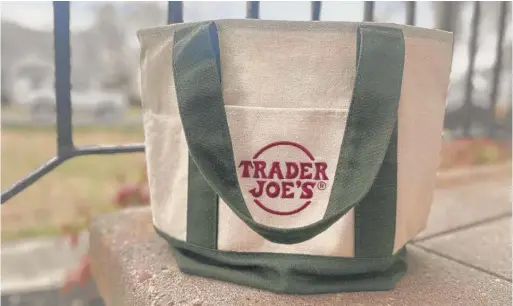  ?? CHRISTINA PACIOLLA/AP ?? Trader Joe’s mini canvas tote bags are drawing crowds of buyers at the grocery chain. More are coming in the summer.