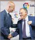  ??  ?? Esteve Calzada y Javier Tebas.