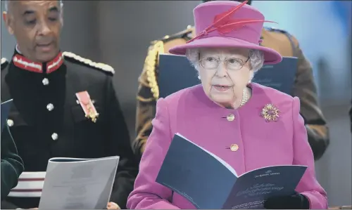  ?? PICTURE: VICTORIA JONES /PA WIRE. ?? HYMN OUTING: The Queen attends the Scripture Union’s 150th anniversar­y service of celebratio­n at St Mary’s Church for Songs of Praise.