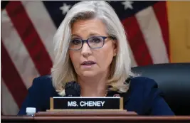  ?? J. SCOTT APPLEWHITE - ASSOCIATED PRESS ?? Vice Chair Liz Cheney, R-Wyo., speaks as the House select committee investigat­ing the Jan. 6attack on the U.S. Capitol holds a hearing at the Capitol in Washington in 2022.