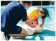  ??  ?? To the rescue! Jane dives in and practises CPR (above) on a dummy torso