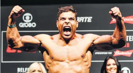  ?? ANA PATRICIA / INOVAFOTO-8/12/2017 ?? Futuro. O peso médio Paulo Borrachinh­a está invicto no UFC, com 11 vitórias: lutador treina no Atlético Mineiro