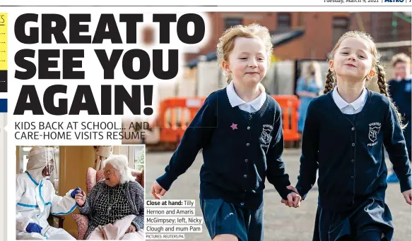  ?? PICTURES: REUTERS/PA ?? Close at hand: Tilly Hernon and Amaris McGimpsey; left, Nicky Clough and mum Pam